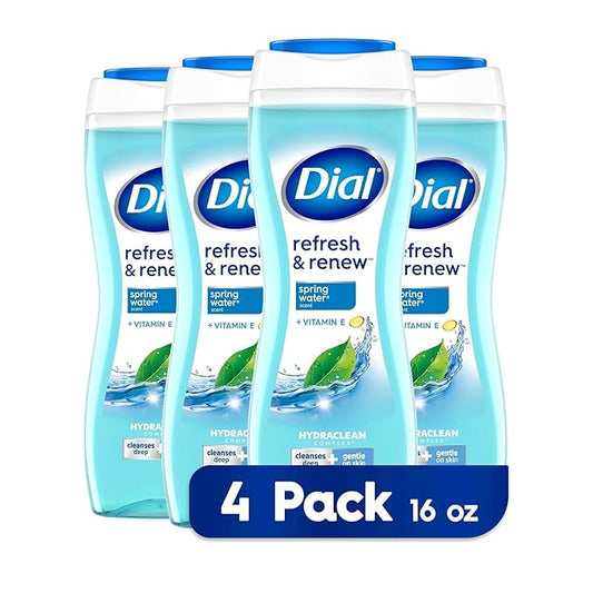 Dial Body Wash, Refresh & Renew Spring Water, 16 fl oz (Pack of 4)