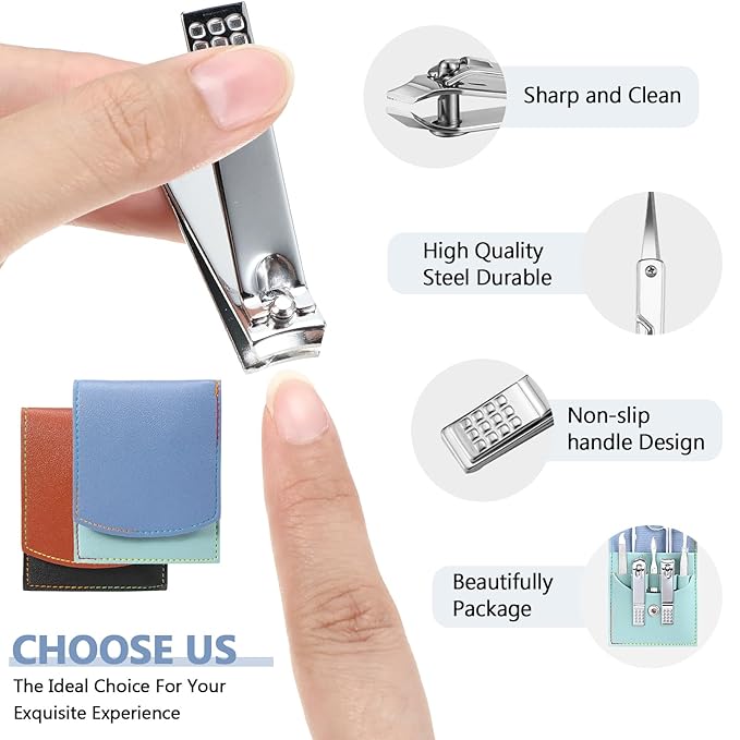 30 Set Manicure Kit Bulk Nail Clippers Kit 7 in 1 Mini Nail Clippers Stainless Steel Professional Nail Care Pedicure Kit with Travel Bag Grooming Kit for Valentine Women Men Home(Vivid Color,Cute)