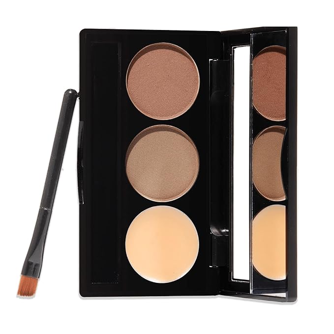 Brow Bar To Go by Gerard Cosmetics (Medium to Ebony), Eyebrow Trio Kit with Brow Powder, Brow Wax, and Angled Brush, Eyebrow Powder Dark Brown, Cruelty Free & Made in the USA