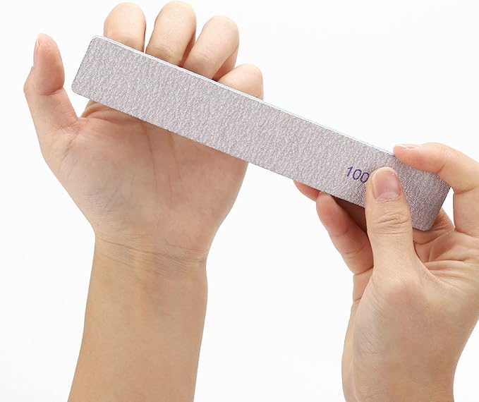 25 Pieces Rectangle Nail Files 100/100 Grit, Reusable Nail Buffers Double Sided Emery Boards Fingernail Files for Acrylic Nails and Natural Nails