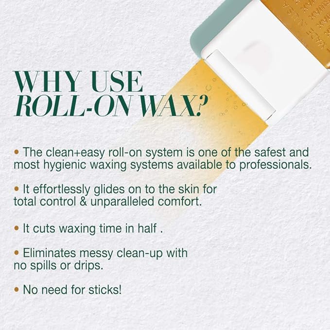 Clean + Easy Large Wax Roller Heads for Roll On Wax Refill, Easy Application on Legs & Body, Fits Roll On Wax Cartridge, Disposable Waxing Heads for At-Home Hair Removal, 3 Count (1 Pack)