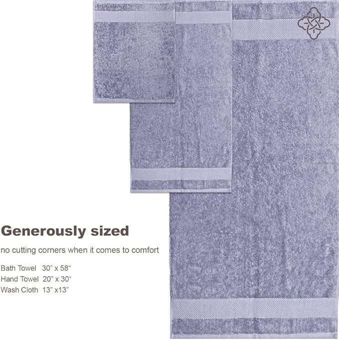 BIOWEAVES 100% Organic Cotton 700 GSM Luxury Bath Towels for Bathroom 30" x 58" GOTS Certified - Lavender, Pack of 2