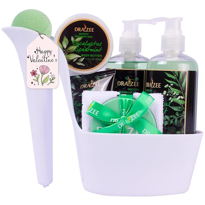 Draizee Mothers Day Gifts for Mom-Spa Gift Baskets for Women-8 Pcs Luxury Eucalyptus Spearmint Scented Heel Shoe Design Bath and Body Spa Set-Self Care Package for Women, Present for Mom-Body Care Set