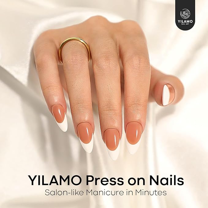 2 Colors French Tip Press on Nails Almond, 15 Sizes 300 PCS Gel Press on Nails Medium, Soft Stick on Nails French Tip Nails for Nail Art DIY