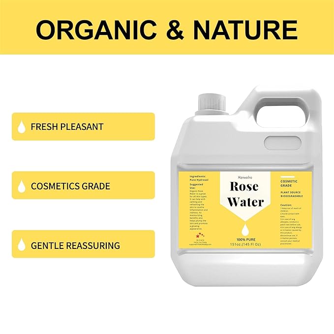 145 fl oz Rose Hydrosol for Face Hydrating Mist Hydration, 100% Pure Rose Water, Cleanses & Softens Skin, Promotes Healthy Skin Cell, Suitable for All Skin Types