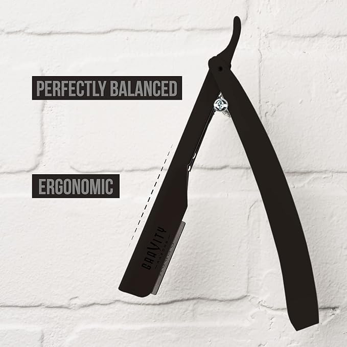 Professional Straight Razor - Ultra Exposed Straight Razor Kit with 10 Gravity Premium Blades, 2mm Exposed (The Reaper)
