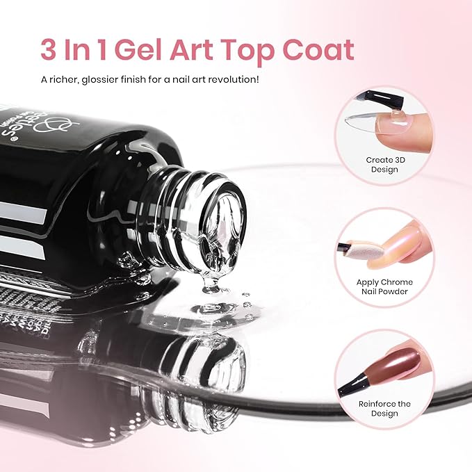 Beetles Metallic Chrome Nail Powder Kit, Mirror Effect Holographic Nail Gradient Powder Set & Nail Art Stickers Decals with 2Pcs 7.5ml Top Coat for DIY Nails Art Decoration, 16 Colors 0.5g/Jar