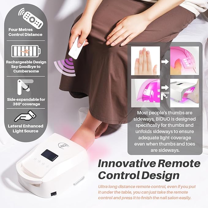 UV LED Nail Lamp,96W Rechargeable Cordless Nail Dryer, 52 Beads Quick Dry with Remote Control,4 Timers,Auto Sensor,Key Sound,Built-in Cooling Fan,Professional Gel Polish UV Light (White)