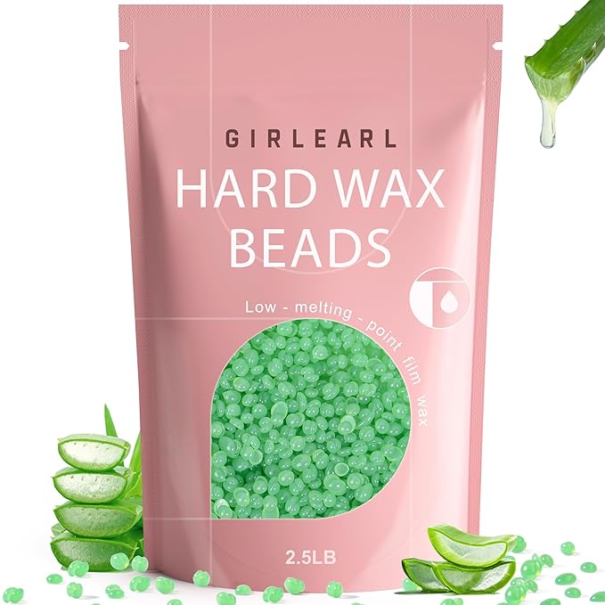 2.5lb Wax Beads for Hair Removal, Brazilian Bikini Hard Wax for Women Men, Hard Wax beads Perfect for Sensitive Skin Full Body Eyebrow, Legs, Face at Home Waxing Beads for Coarse Hair (Aloe)