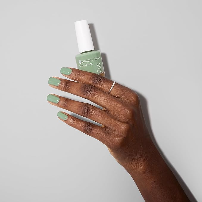 Dazzle Dry Nail Lacquer (Step 3) - Cardigan - A warm sage green. Full coverage cream. (0.5 fl oz)