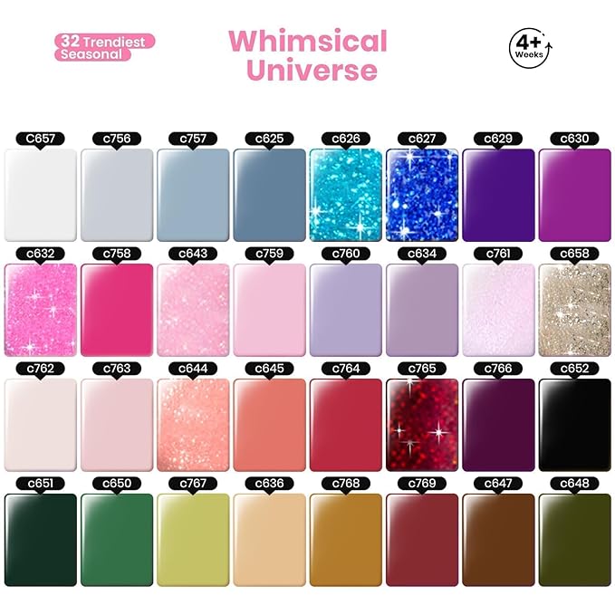 Beetles Gel Nail Polish Set With UV Light - 53Pcs Starter Kit, 32 Spring Colors, Pink Burgundy Red Glitter, Builder Blooming Gel, Manicure Kit Gifts for Women