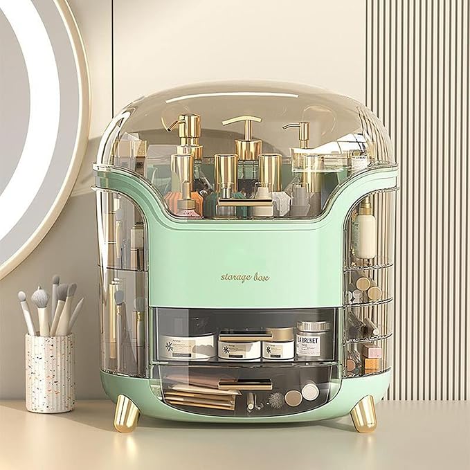 Upgrade Large Makeup Organizer Countertop Vanity Case Skin Care Cosmetic Storage Box Bathroom Counter Perfume Skincare Organizers Make Up Caddy Gift for Women Girls Clear Design Easy Visibility