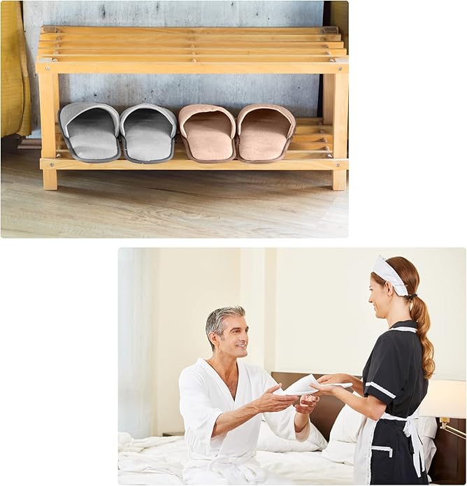 Geyoga 12 Pair Disposable House Slippers for Guests Non Slip Disposable Slippers for Spa Travel Hotel Shoeless Home Bride Bathroom Bedroom