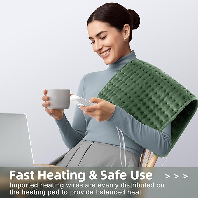 Heating pad for Back, Neck, Shoulder, Cramps and Leg Pain Relief, Heat Pads Christmas Gifts for Women, Men, Mom, Dad, Auto-Off,Machine Washable,Moist Dry Heat Options,Extra Large 12"x24"