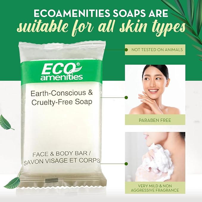 ECO amenities Bar Soap Bulk - 200 Pack, 0.5 oz Travel Size Soap Bars - Individually Wrapped For Hotels - Great for Vacation Rental and Airbnb Toiletries or Hygiene Kits Supplies