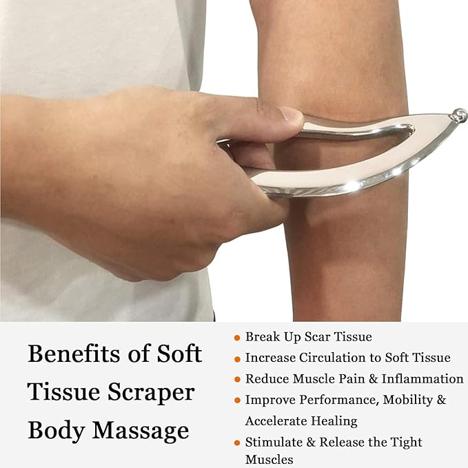 JWCASA Muscle Scraper Scar Tissue Massage Tools Foot, Neck, Knee, Leg Back Massager IASTM Tool for Physical Therapy & Plantar Fasciitis with 2 Pieces Set 14