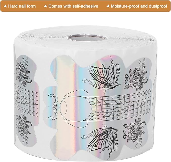 300pcs Nail Extension Sticker - Thicken Self Adhesive Nail Art Extension Sticker Nail Form Nail Art Form Nail Extension Form Beautiful Pattern Nail Gel Forms for Women