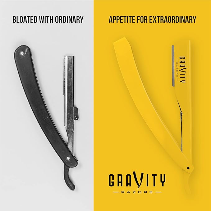 Professional Straight Razor - Ultra Exposed Straight Razor Kit with 10 Gravity Premium Blades, 2mm Exposed ("The OG")