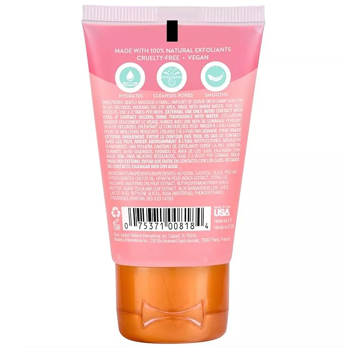 Watermelon & Cactus Hydrating Face Scrub – 1.5 fl oz, Deep Pore Cleanser with AHA, Exfoliates Skin & Impurities, Vegan & Free of Parabens & Sulfates, VitaBoost™ Loofah (Pack of 3, Watermelon & Cactus)
