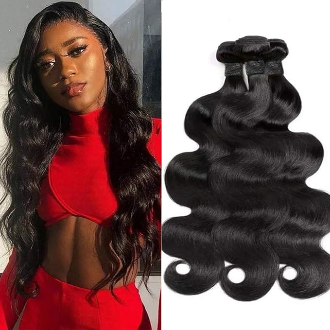 Body Wave Bundles Human Hair 12A 100% Unprocessed Brazilian Virgin Hair 3 Bundles Human Hair Deals Weave Extensions Real Human Hair Natural Black Color Bundles 14 14 14 Inch