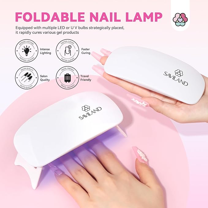 SAVILAND Acrylic Nail Kit with Everything: Professional Nails Kit Acrylic Set for Beginner Acrylic Powder Acrylic Liquid Gel Polish Kit U V Light Acrylic Nail Set Full Acrylic Nail Supplies Home Salon