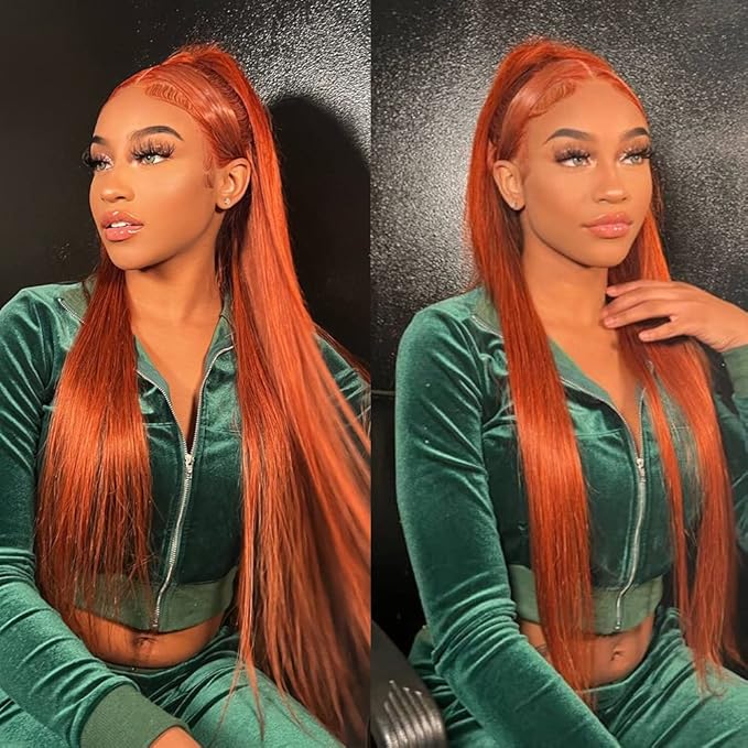 REMY Hair Brazilian Color #350 Human Hair Bundles 1 Bundle Burnt Orange Color Bundles Straight Unprocessed Hair Extensions(16" Bundle)