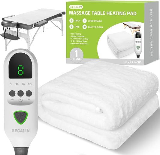 Massage Table Warmer Heating Pad Professional SPA Massage Bed Warmer with Timer, 9 Heat Settings, Overheat Protection for Massage Bed & Spa, Thickened & Soft Fleece, 30" x 71"