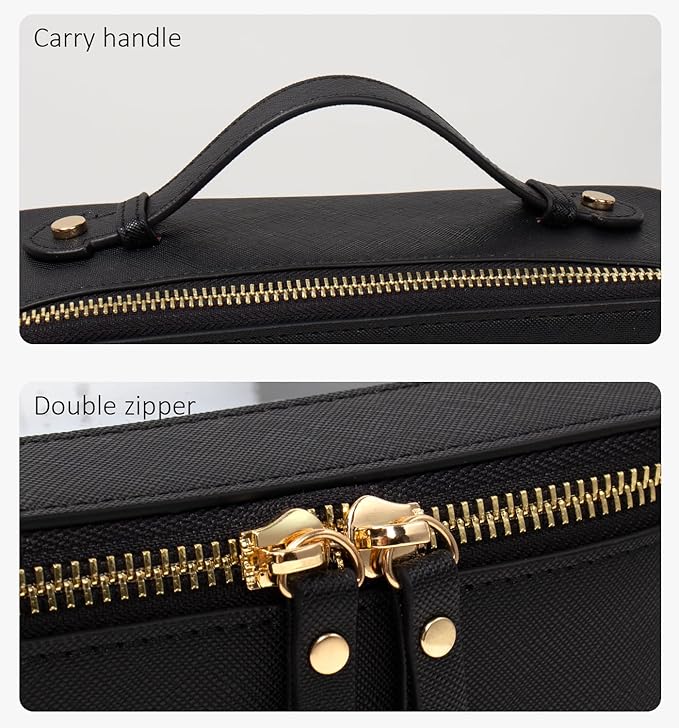 Clear Makeup Bags TSA Approved Toiletry Bag with Handle Large Opening,Clear Toiletry Bags for Carry-on Traveling Travel Car Accessories Essentials Organziation Storage for Women Girls(Black, Large)