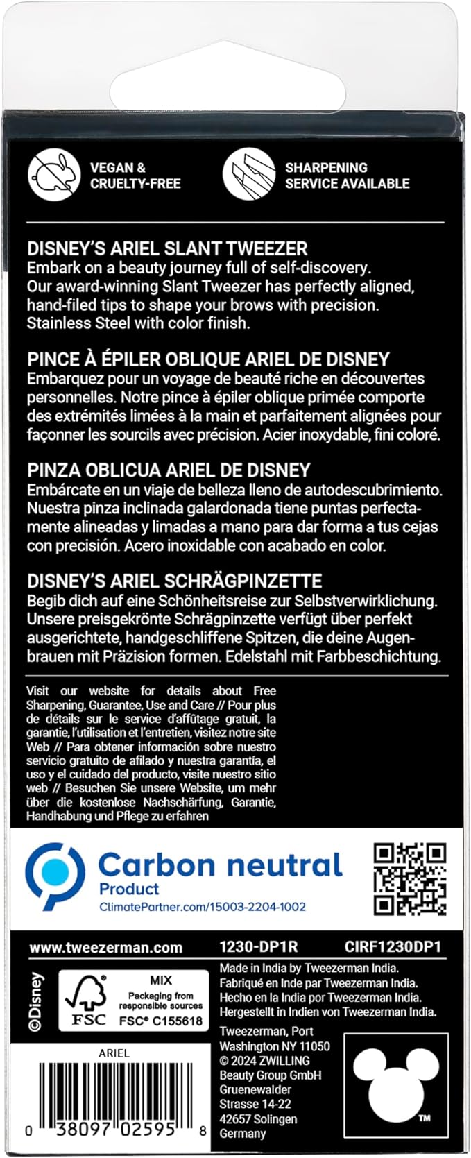 Tweezerman Ariel Slant Tweezer - Eyebrow Tweezers for Women and Men