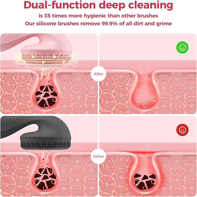 2 in 1 Facial Cleansing Brush,Rotating Magnetic Beads & Massage Cleaning Silicone Face Scrubber，Waterproof and Rechargeable Face Scrub Brush