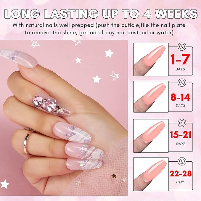 Makartt Poly Nail Gel Kit with UV LED Lamp: Clear Pink Neutral Colors, Multifunctional Builder for Extension strengthener, with Slip Solution, Dual Forms, Base Top Coat, Brush All in One Starter Set