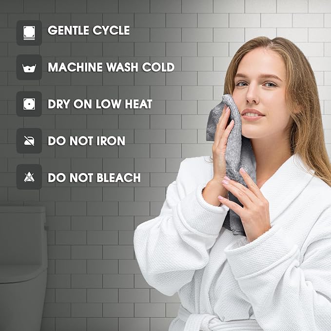 Oakias 100% Cotton Wash Cloths 60 Pack Grey - 12 x 12 Inches Ring Spun Cotton Facial Towels - Highly Absorbent Quick Dry Spa Towels - Bulk Washcloths Ideal for Scrubbing and Cleaning