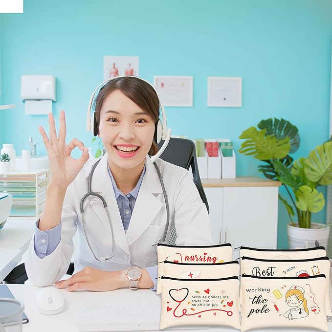 Kolewo4ever 16 Pieces Nurse Survival Kit Nurse Practitioner Gifts Nurse Appreciation Gifts Nurses Week Gifts Nursing Makeup Bags Cosmetic Funny Travel Pouch Bag for Women Nurses