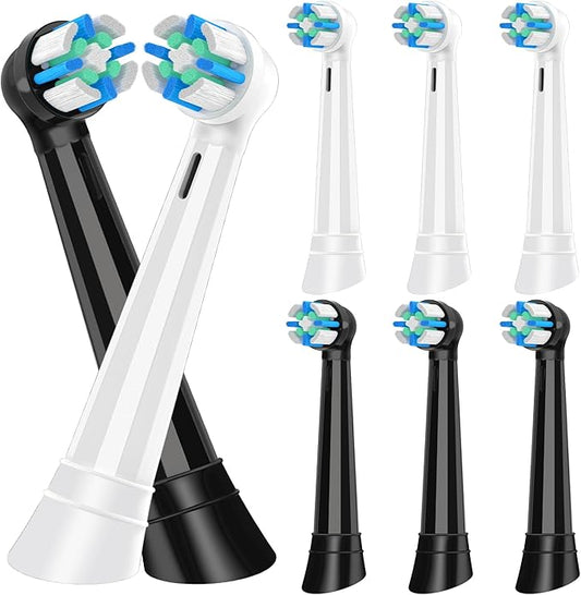 8 Pack IO Replacement Heads Compatible with Oral B IO, for Oral B IO 2/3/4/5/6/7/8/9/10 Series Electric Toothbrushes, Medium Softness for Protect Teeth and Gums, Black/White