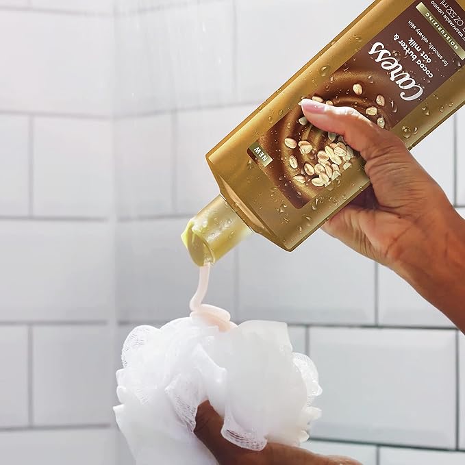 Caress Body Wash for Women, Cocoa Butter & Oat Milk, Shower Gel Moisturizing Body Wash Leaves Skin Feeling Instantly Moisturized, 18.6 oz, 6 Pack