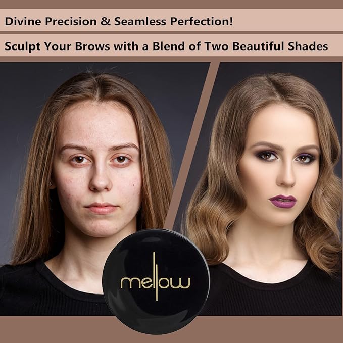 Mellow Cosmetics Brow Duo - Luminous Eyebrow Powder for Natural Looking, Voluminous Brows - Eyebrow Filler - Vegan Brow Definer - Auburn
