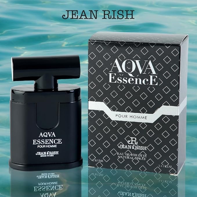 Jean Rish Aqva Essence Eau De Toilette - Perfume for Men (3.4 Fl Oz / 100ml) with Aromatic, Woody & Sea Notes - Long Lasting and Luxury Fragrance