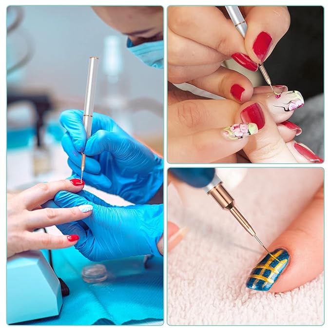 Nail Art Liner Brushes Sliver Set,double end nail art Brushes 10 Heads Striping Liner Brush for Long Lines Detail Thin nail art brush Metal Handle Striper Brushes Lengths 5/7/9/11/14/15/17/20/22/25mm