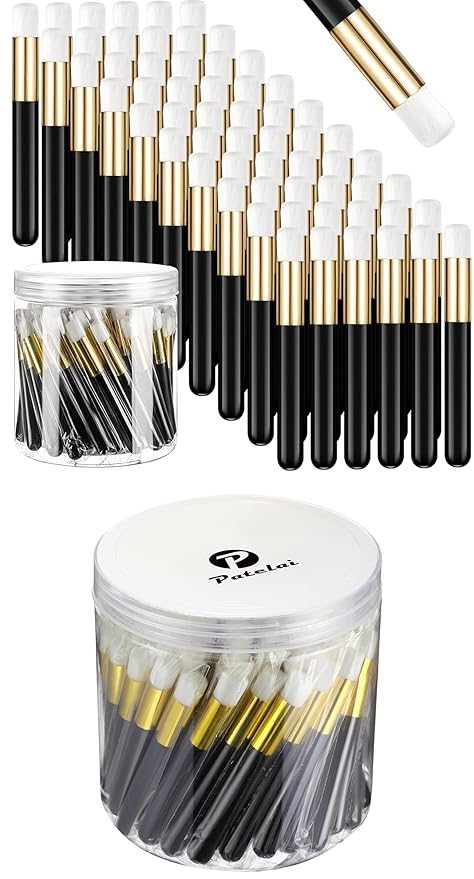 Patelai 60 Pieces Lash Shampoo Brushes with Container, Eyelash Extension Cleansing Brush Nose Pore Cleaning Tool Peel off Blackhead Removing Tool Cosmetic Lash Cleanser Facial Cleansing(Black)