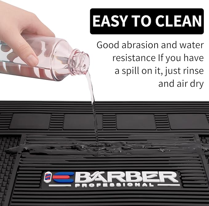 Magnetic Barber Mat for Station Barber Organizer Mat for Clipper Salon Station Tools with 6 Slots for Clippers Salon Barbershop Work Station Pads anti slip 19" X 12.5”-Black