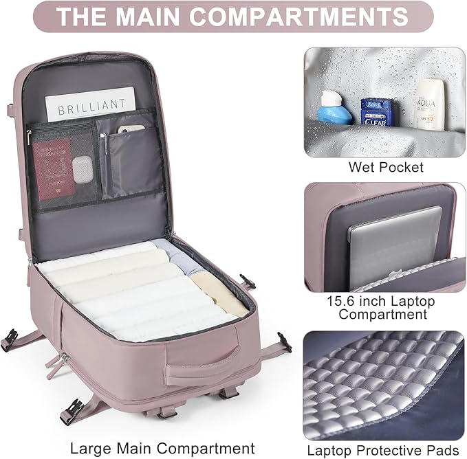 Travel Backpack Carry On Flight Aapproved Personal Item Travel Bag Mochila De Viaje Travel Backpack For Men Spirit Airlines Personal Item Bag 18x14x8 Carry On Backpack For Airplanes Lotus Root Pink