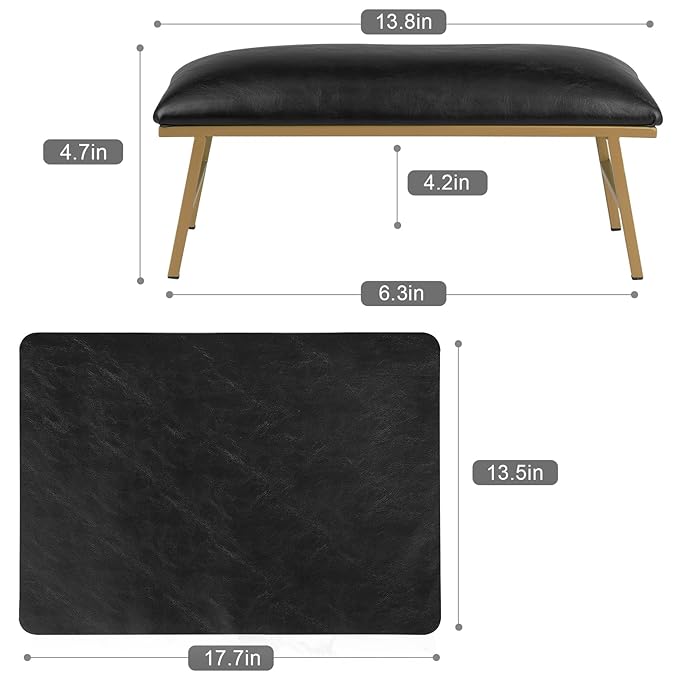 Arm Rest for Nails, Nail Arm Rest for Nail Tech with Microfiber Leather Nail Table Mat, Manicure Hand Rest Stand Nail Art Accessories Tool for Nails Tech(Black)