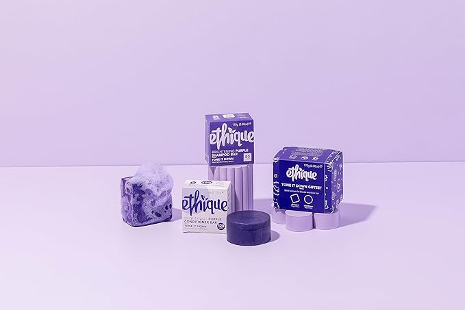 Ethique Tone it Down Giftpack - Purple Shampoo for Blonde Hair and Gray Hair & Conditioner Bar Set - Vegan, Eco-Friendly, Plastic-Free, Cruelty-Free 6 oz (Set of 2)