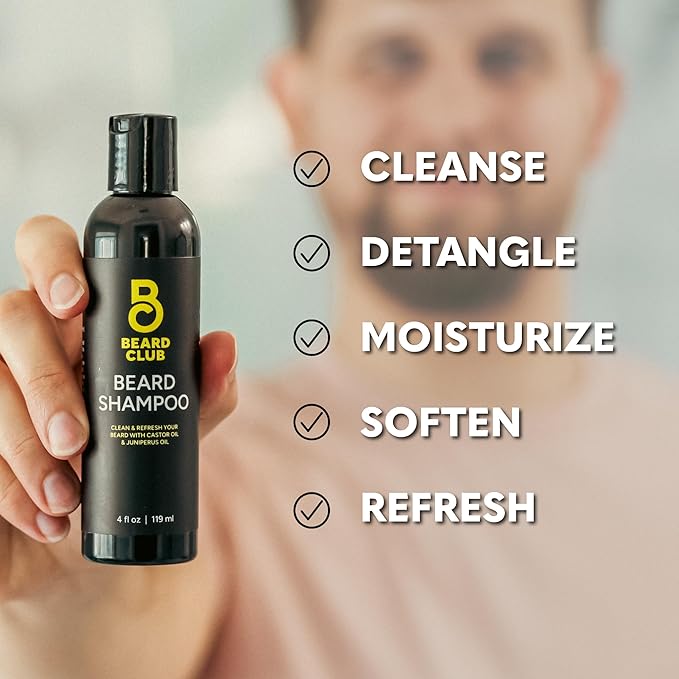 The Beard Club Beard Kit for Men - Grooming & Care Kit - Cedar & Sandalwood Oil, Sandalwood Balm, Shampoo, Boar Bristle Brush, Comb, Trimming Scissors, Straight Edge Razor - Gift Set