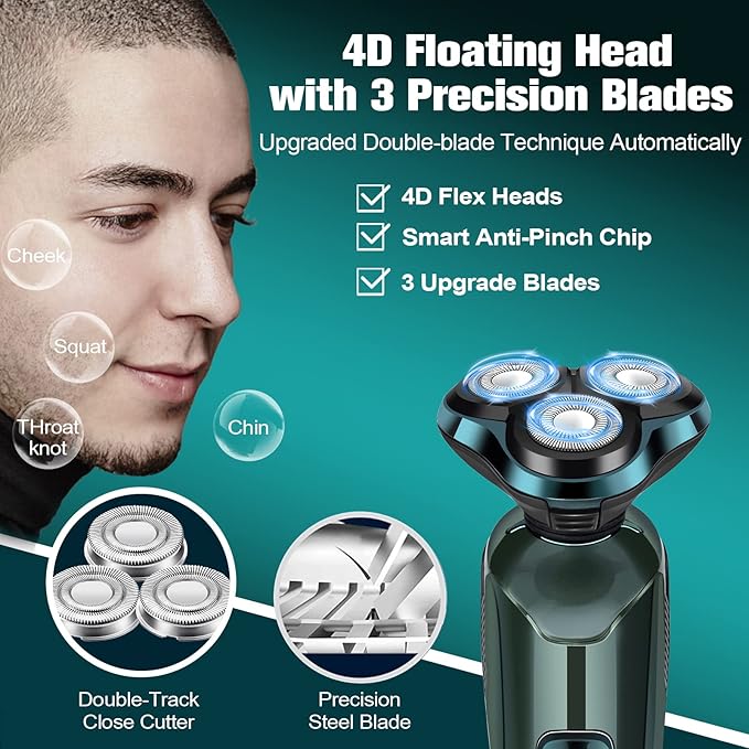 Electric Razor for Men,Mens Razors for Shaving face,LED Display/Waterproof/Rechargeable Electric Shaver for Men Includes Replacement Blades,Travel Razor Idea Gift