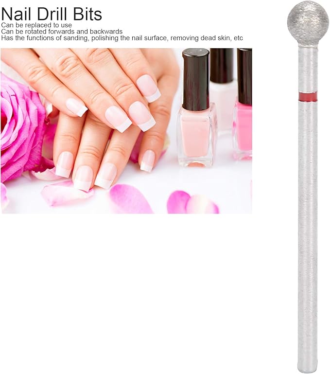 Practical Nail Drill Bits, 50Pcs Nail Polishing Grind Head Replacement Accessory Manicure Tool For Acrylic Gel Nails Cuticle Clean Pedicure (F-5.0mm)