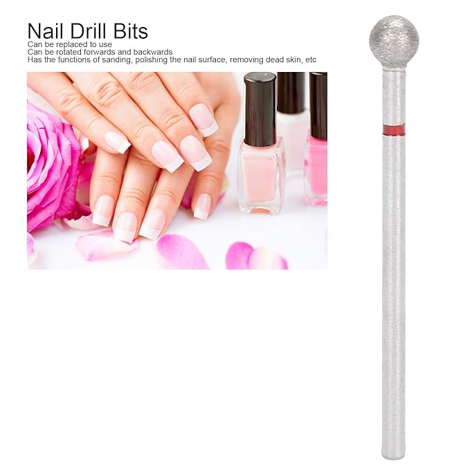 Nail Drill Bits, 50pcs Spherical Nail Drill Bits Set Dead Skin Removal Nail File Bits Grinding Head Accessory for Acrylic Gel Nails Cuticle Manicure Pedicure(5.0mm)