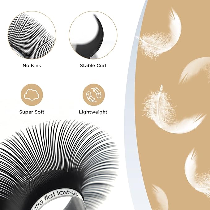 LASHVIEW Eyelash Extensions,Ellipse Flat Eyelash Extensions 0.15mm C Curl 8-15mm Mixed Tray,Mink Black,Individual Lashes,Super Matte Extremely Soft Professional Salon Use