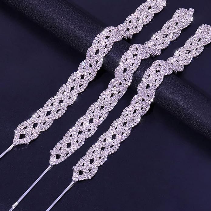 StoneFans Rhinestone Hair Jewelry for Braids Accessories HIP HOP Braid Jewelry Silver Bling Headpiece 3pcs Wedding Set