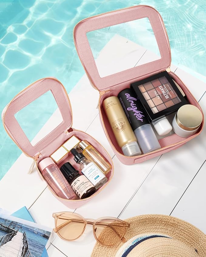 Clear Makeup Bag, Small Makeup Bag TSA Approved Toiletry Bag Cosmetic Travel Bag Cute Makeup Bag Organizer Makeup Case Pouch Car Essentials for Women Men